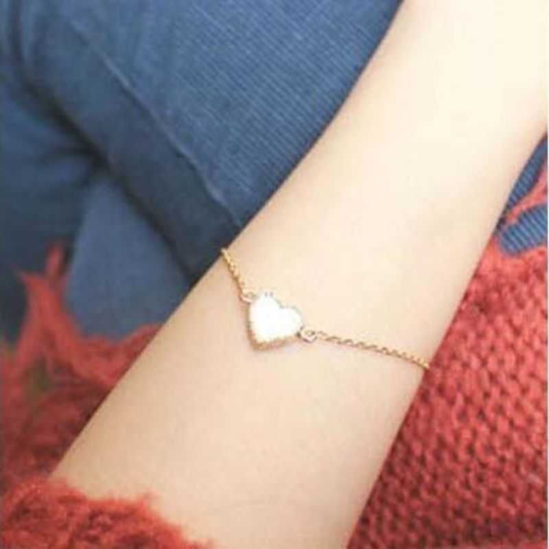 Fine Chain White Peach Heart