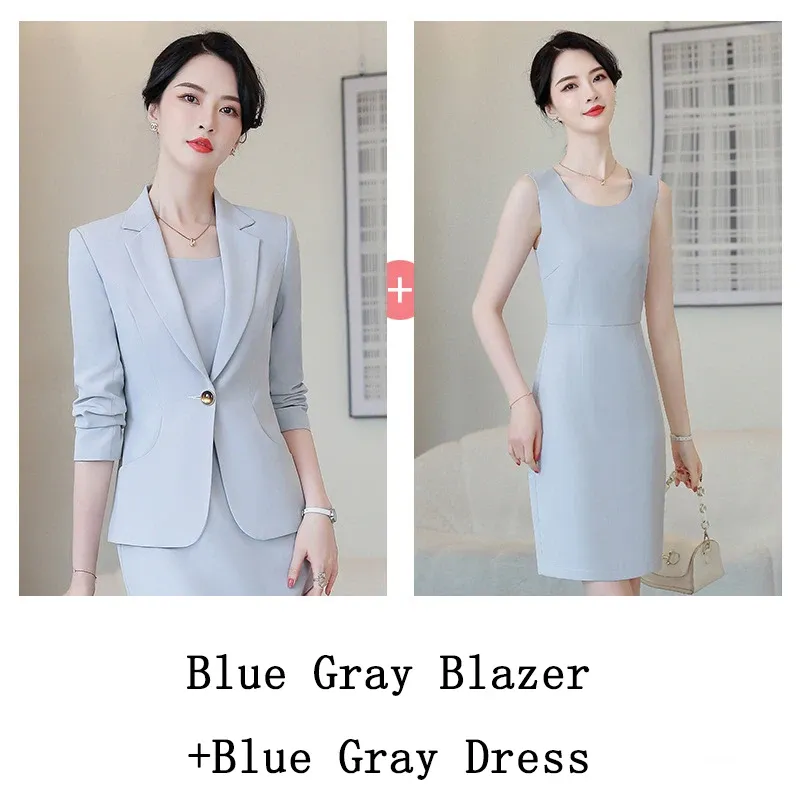 Blue Gray Skirt Suit