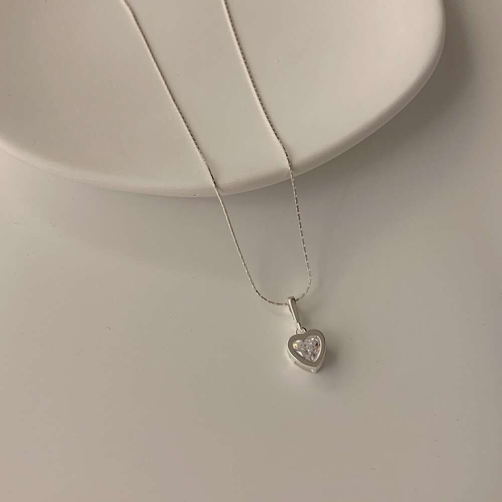 Weiße Zirkon Halskette-925 Silber