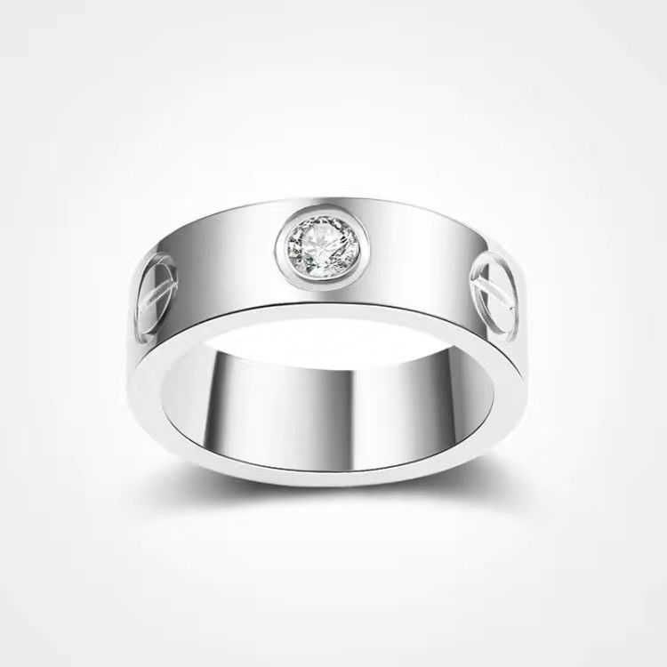 Platinum band diamant bred platta 6mm