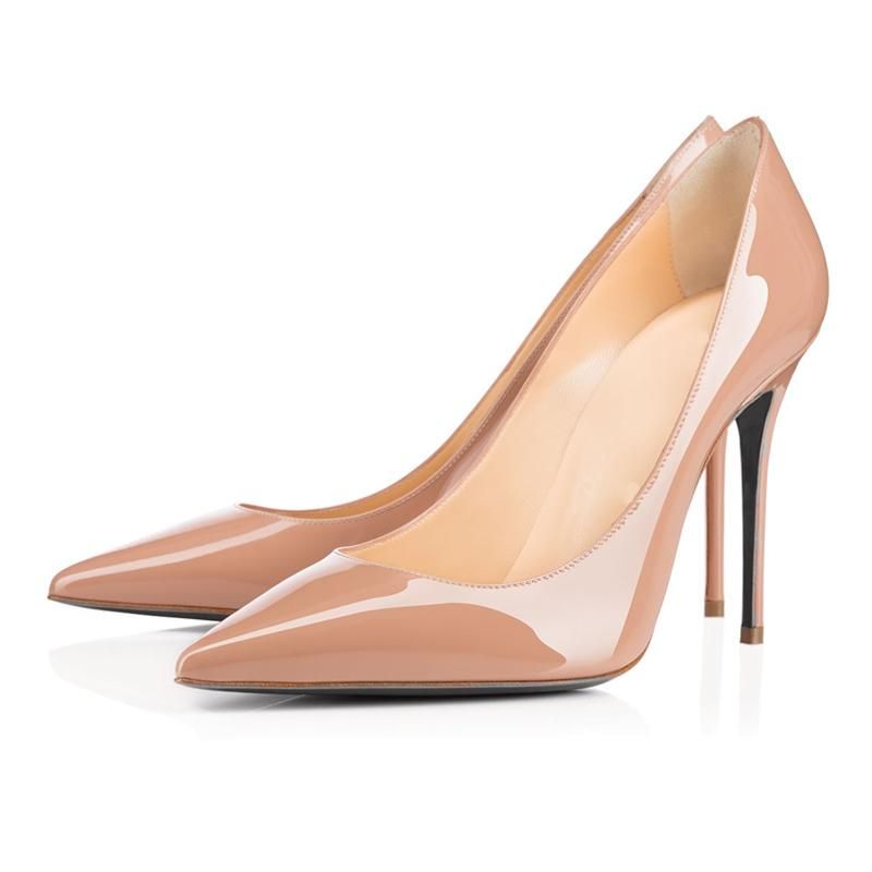 2 Point Toe Patent Nude 6 8 10 12cm
