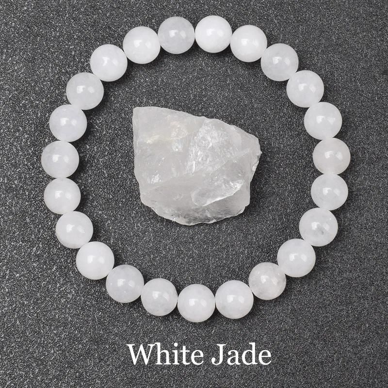 Perles de 6 mm 17cm-6,7 pouces 8 Jade blanche