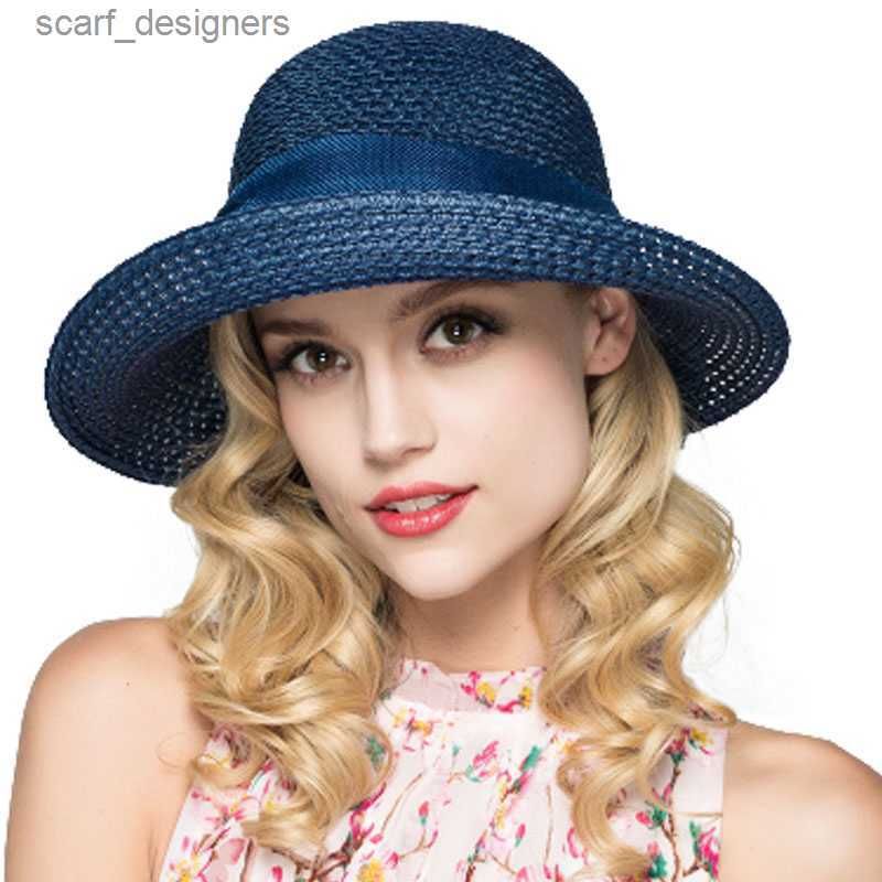 Navy Blue Straw Hat