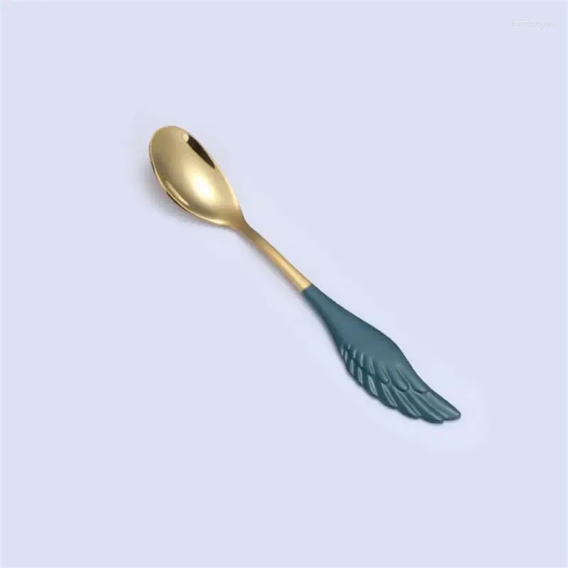 Dark greenGold spoon