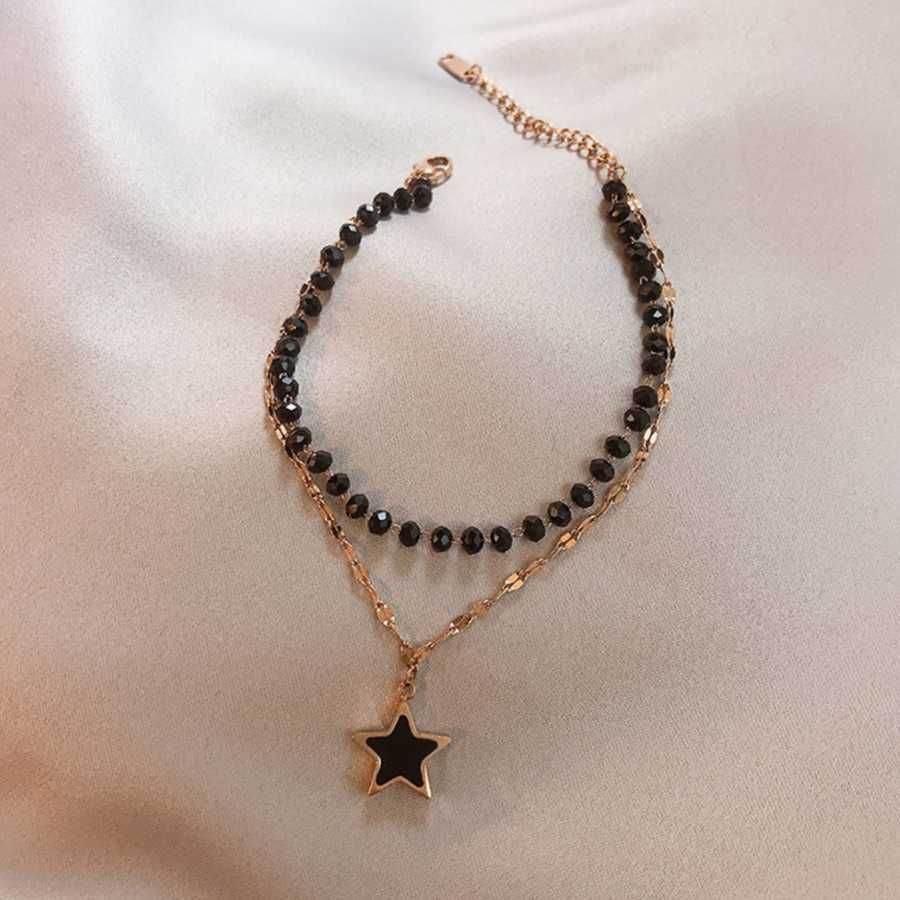 Bracelet double étoile à cinq branches-23,5 cm