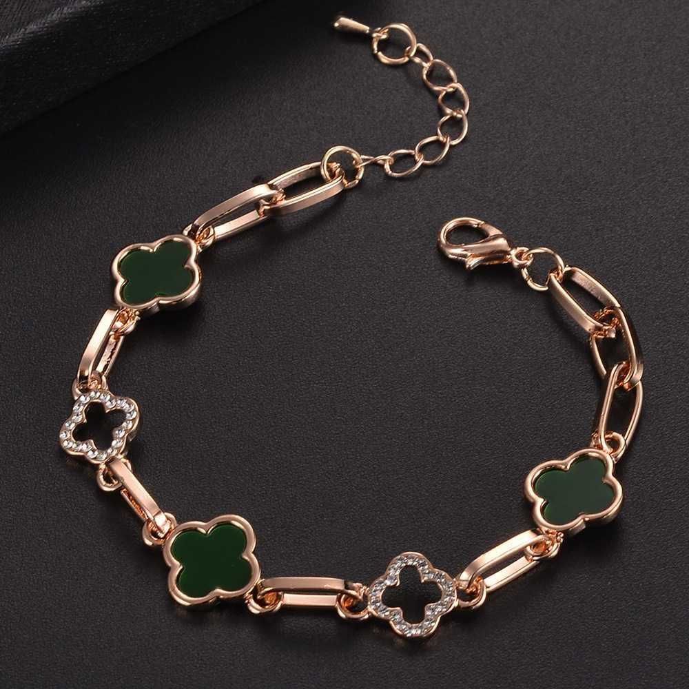 Bracciale in fiore verde scuro con diamante