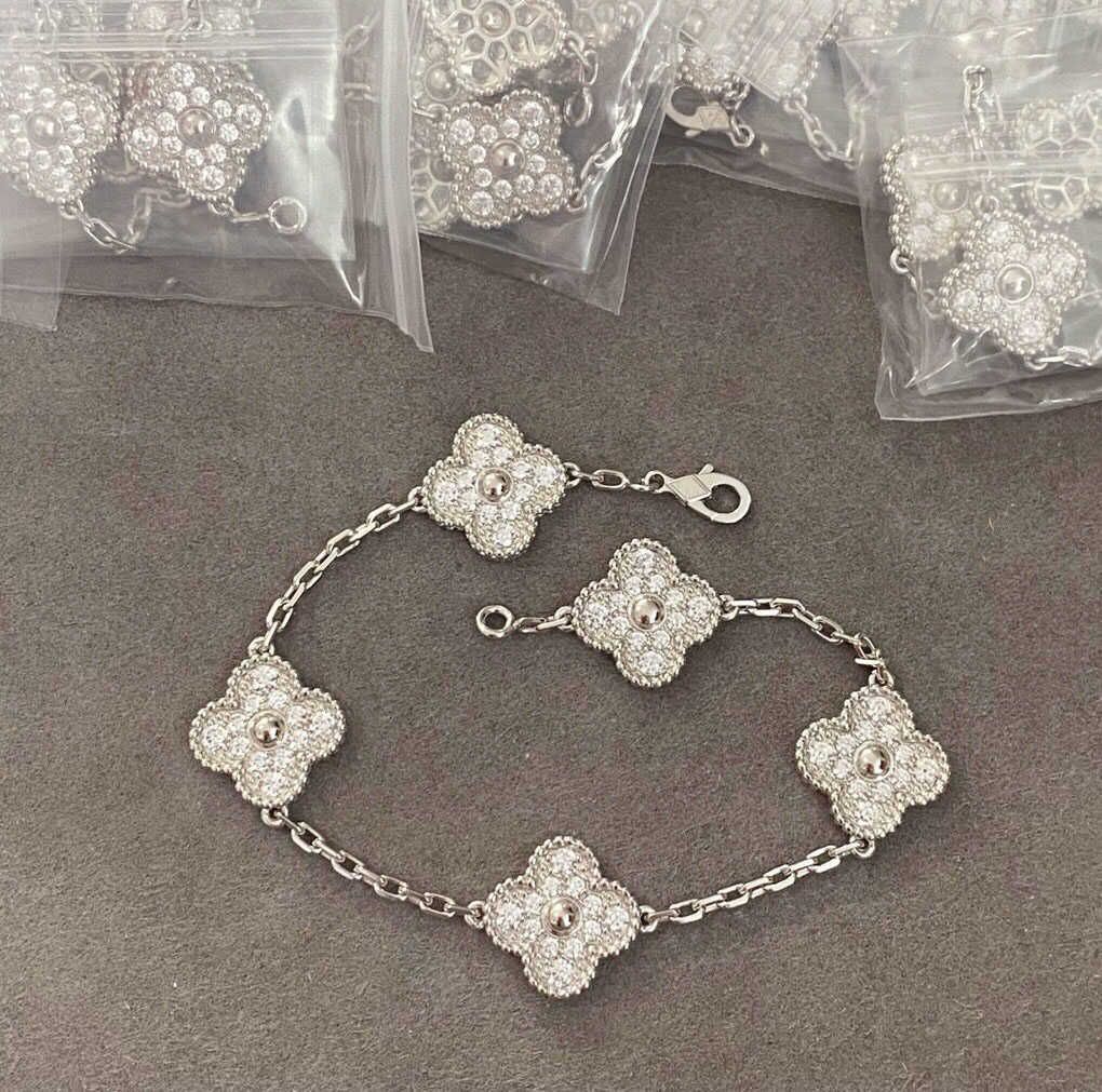 1.5cm Full Diamond Five Flower Bracelet