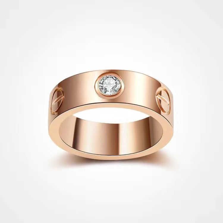 Rose Gold Band Diamond Wide Plate 6mm