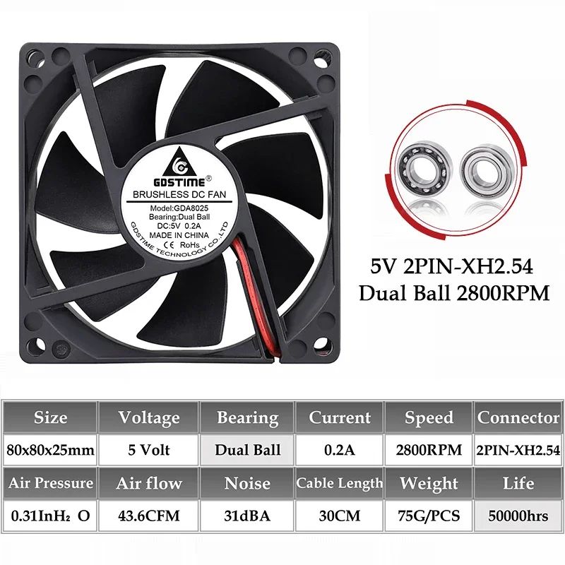 色：5V 2ボールXH2.54