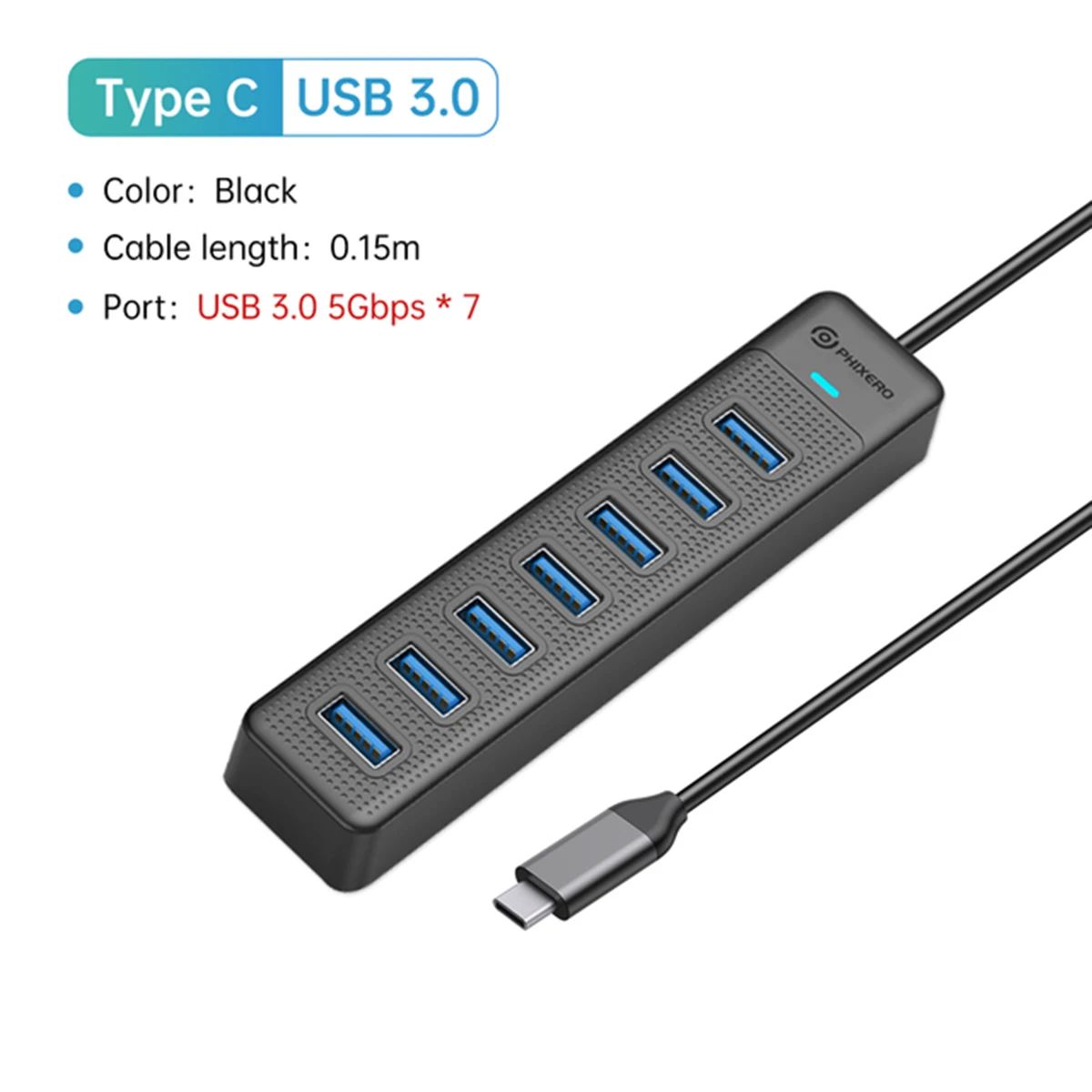 Kolor: USB C 7 Port 15 cm