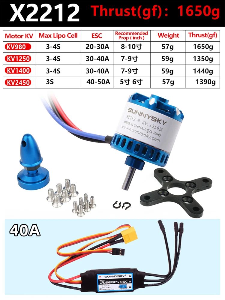 Cor: 2212 KV1250L-40A ESC