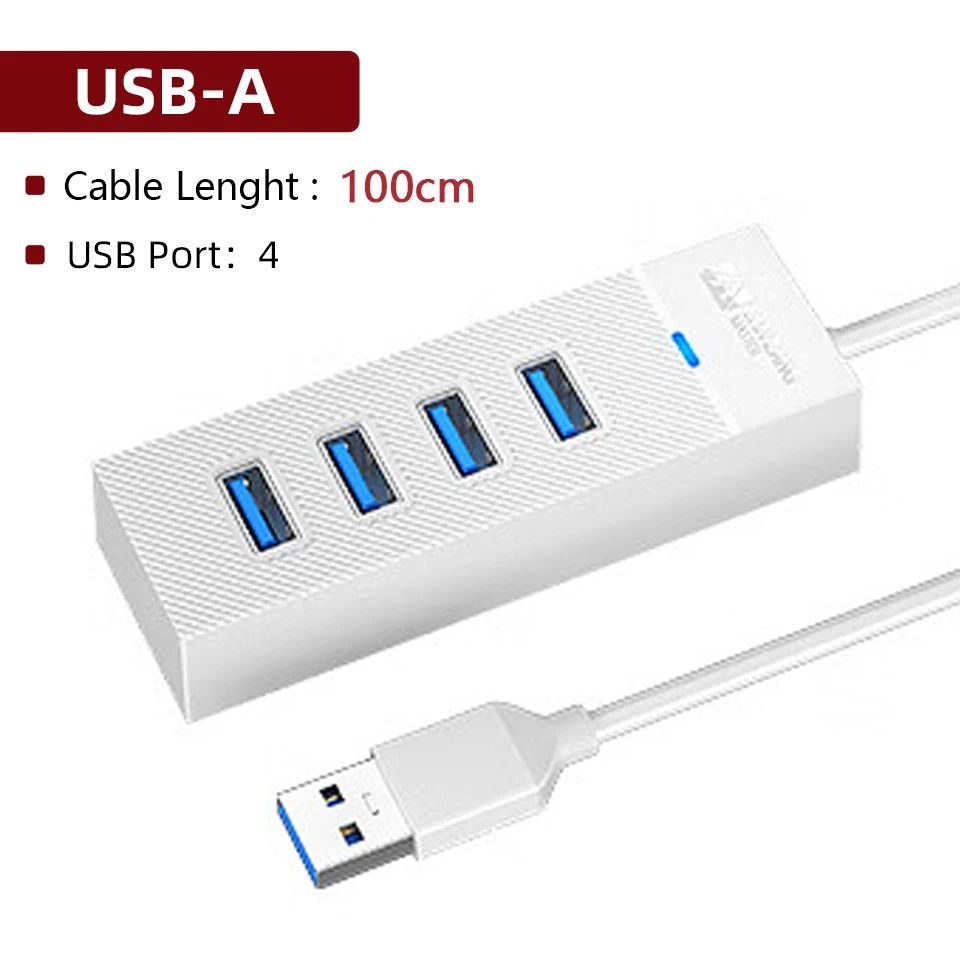 Kleur: 100 cm USB-A WIT