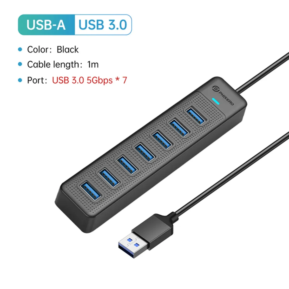 色：USB A 7ポート100cm