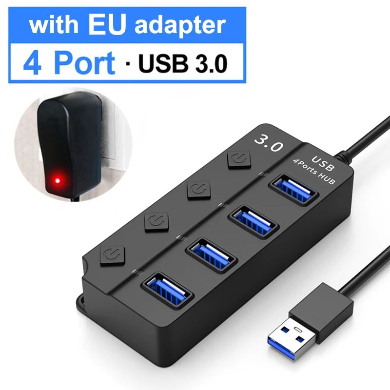 Farbe: 4 Port mit EU -Stecker