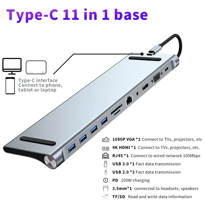 Цвет: 11 в 1 USB C Hub