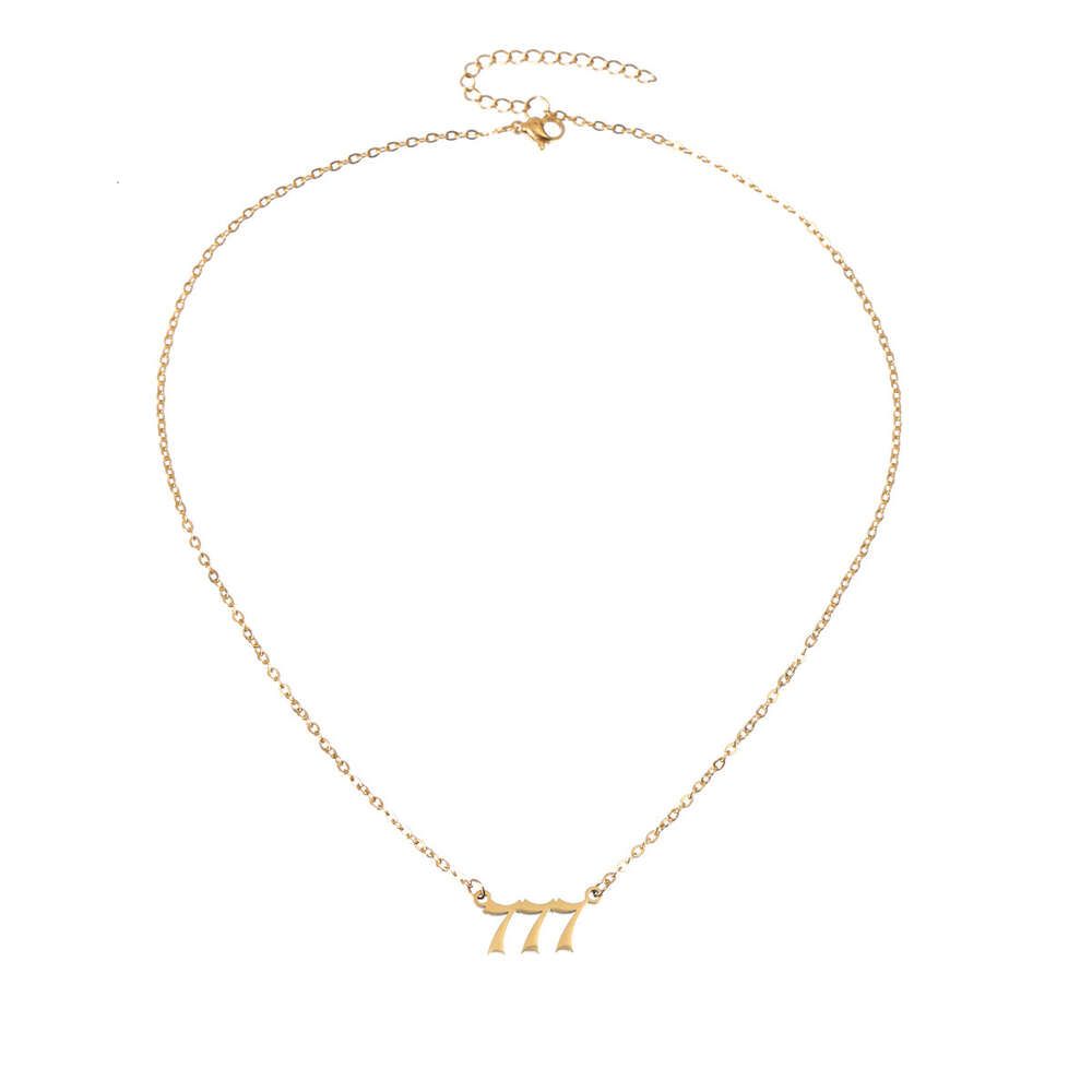 Gold Cross Chain Number 777 Halsband