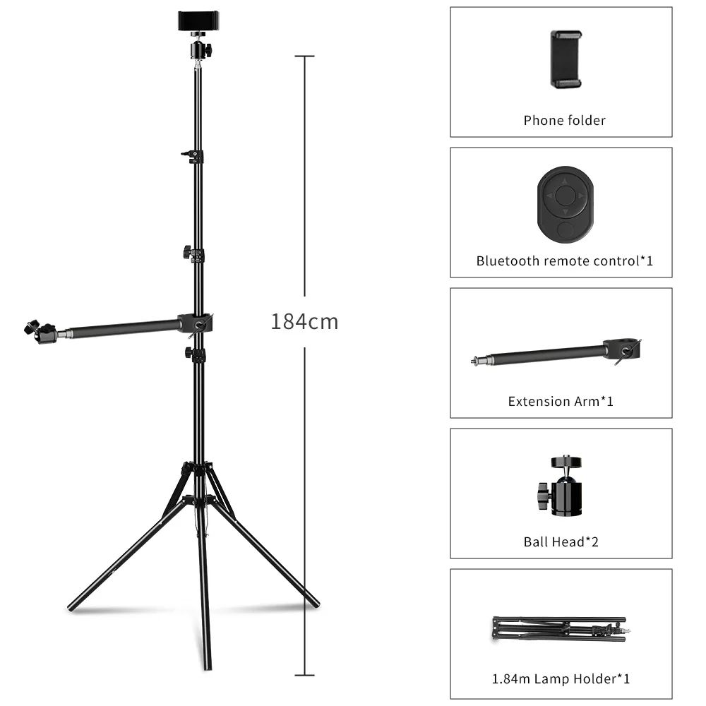 Cor: tripé de 184cm