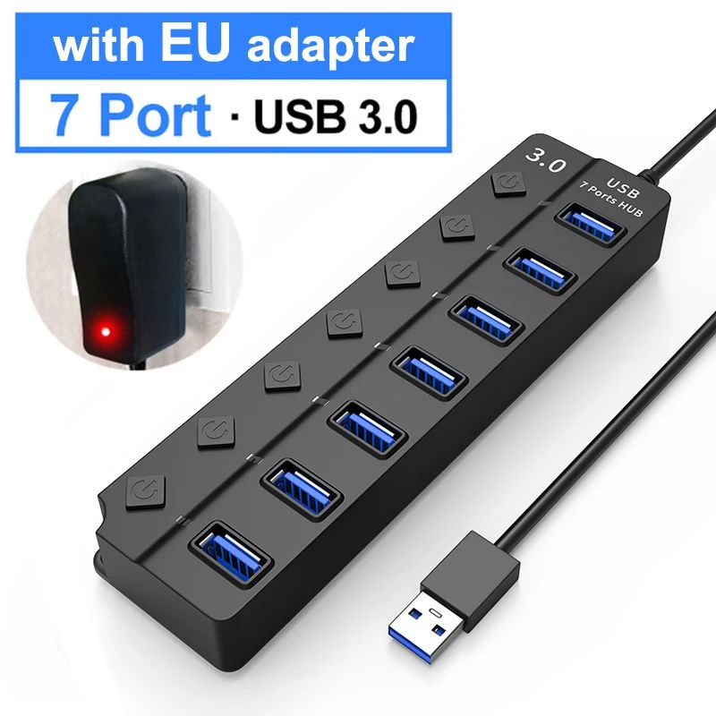 Farbe: 7 Port mit EU -Stecker