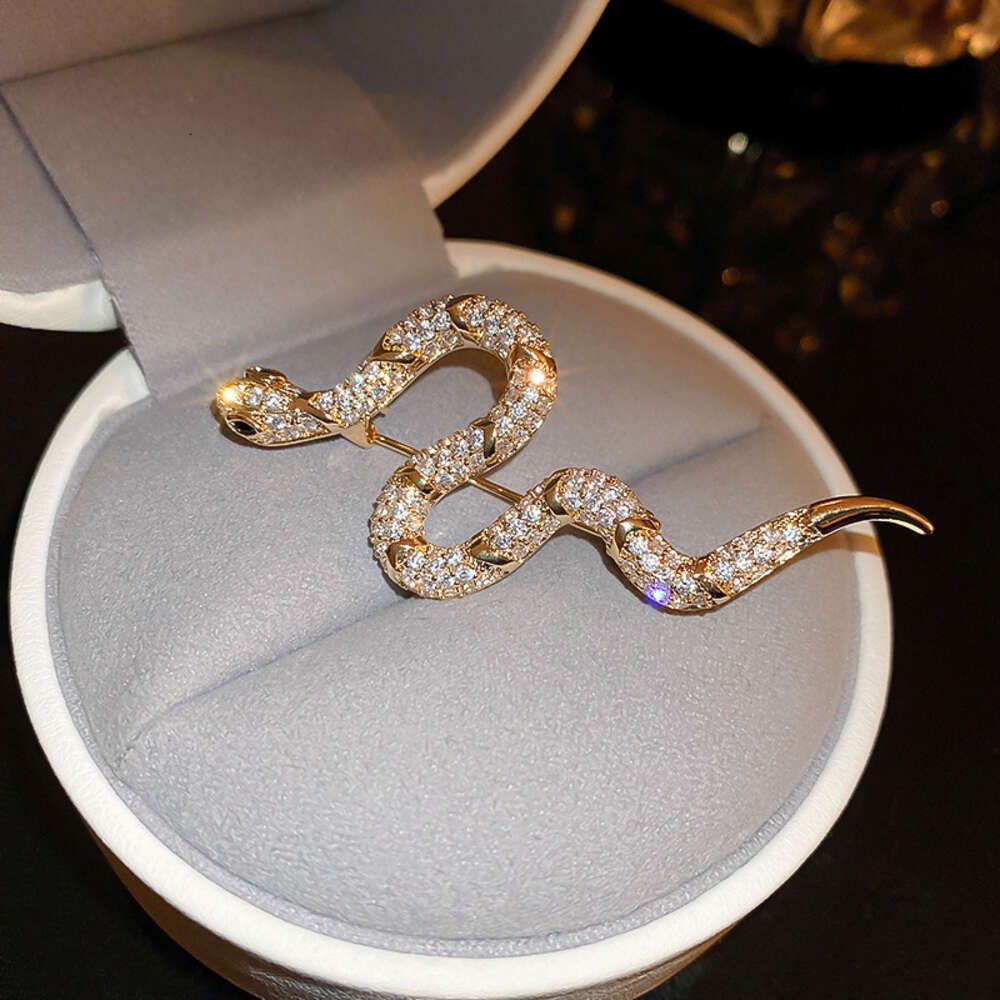 15 # brooch golden snake shaped