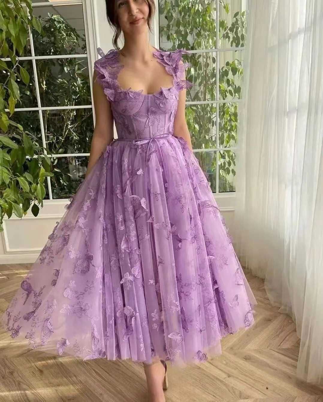 Purple Medium Length Skirt