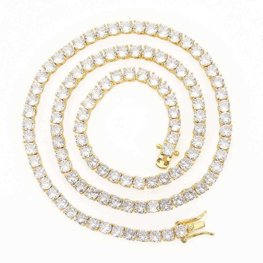 Золото (ширина 4 мм)-теннисное ожерелье-20inc