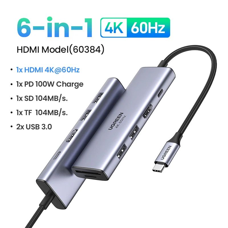 Color:6-in-1 HDMI PD Hub