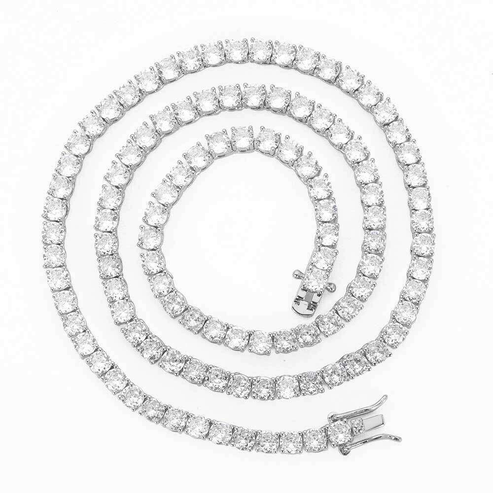 Платина (ширина 4 мм)-Теннисное ожерелье-1