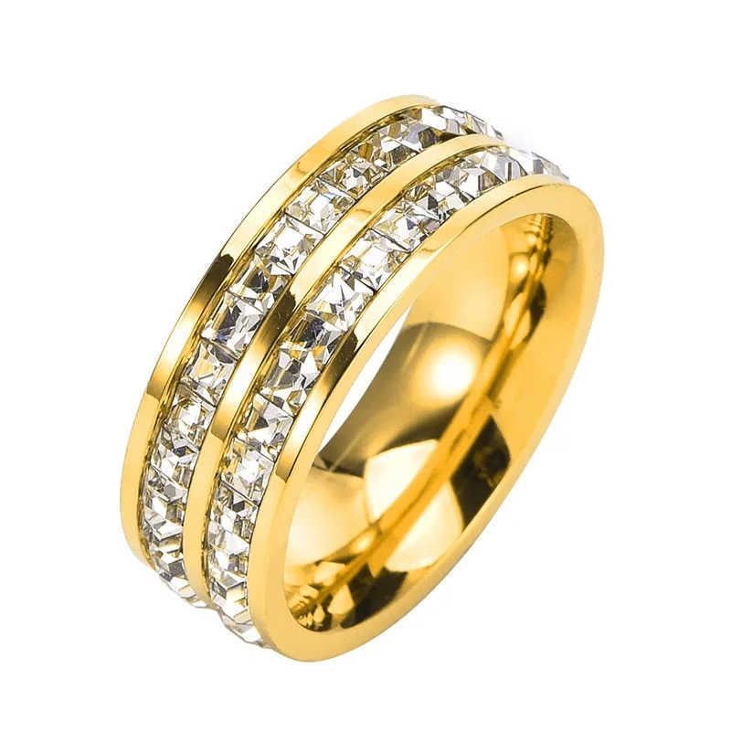 Anello con diamante quadrato a doppio strato in oro