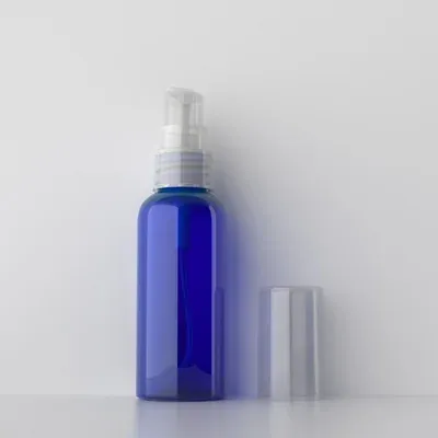 Frasco de plástico azul transparente de 50ml