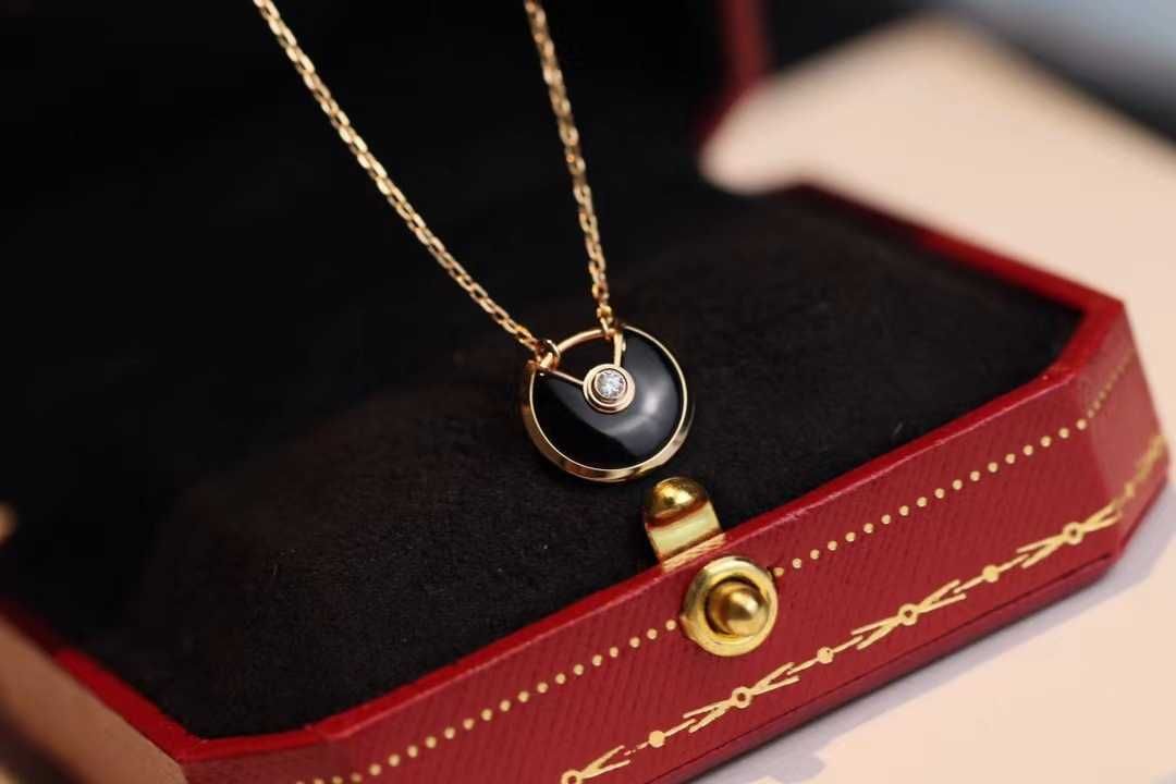 Rose Gold - Black Shell Amulet Necklace