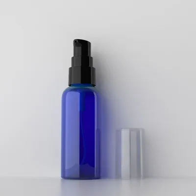 Garrafa plástica azul preta de 50ml