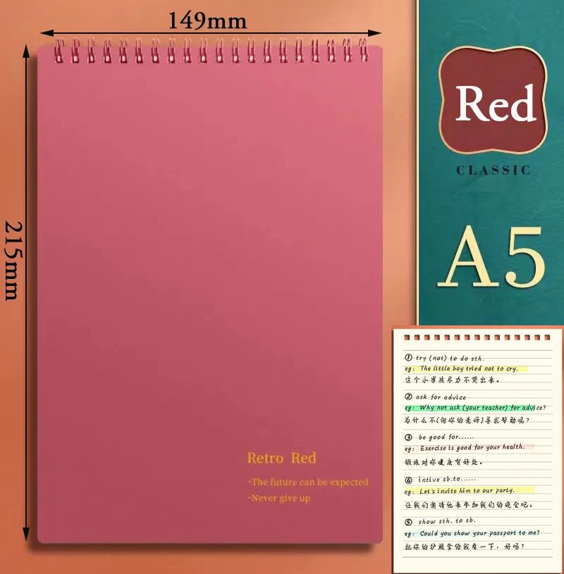 Color:A5 Red Lined