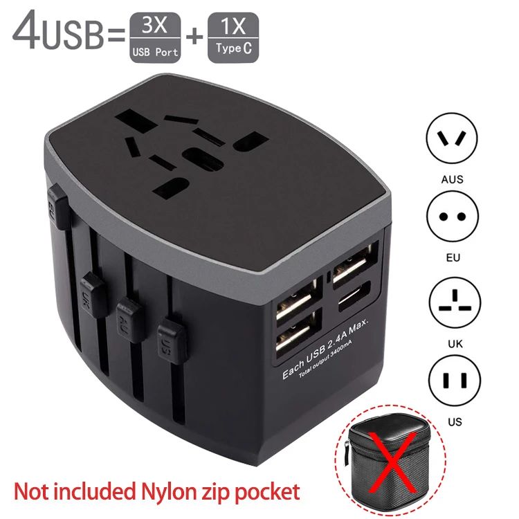 3USB 1Type C grey