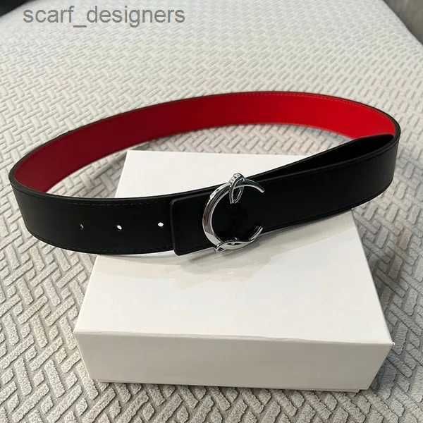 4 Silver Buckle Beige Red Double Belt