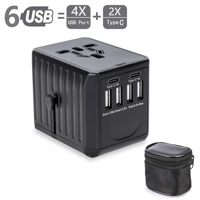 4USB-2C Black-Universal Plug