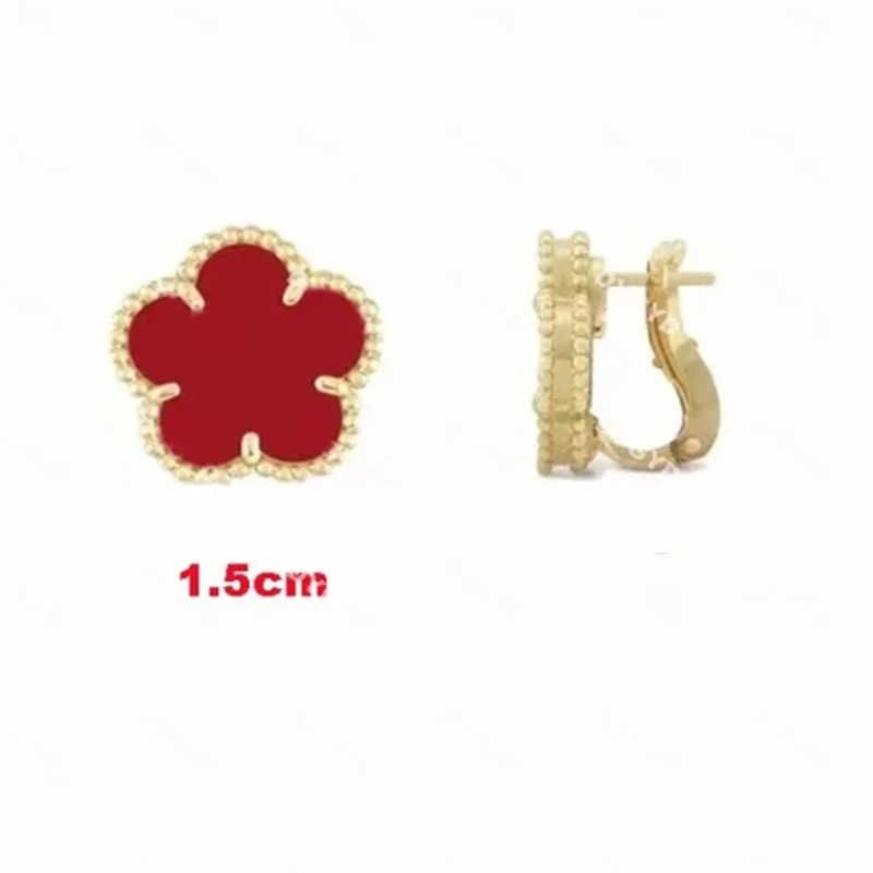 Single Flower Ear Clip Red-Yellow Gold