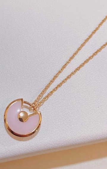 Rose Gold - Pink Shell Amulet Necklace