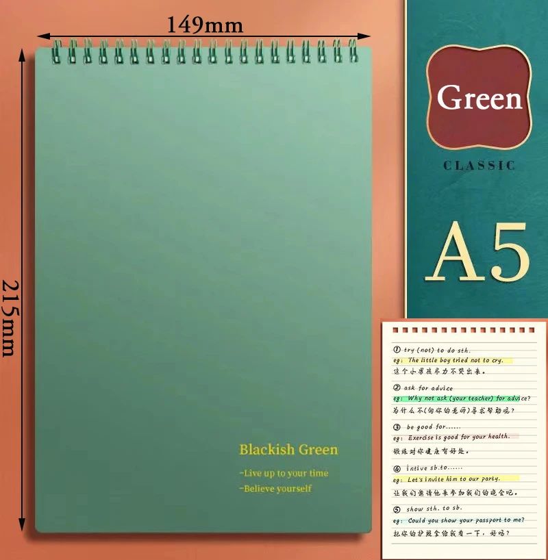 Color:A5 Green Lined