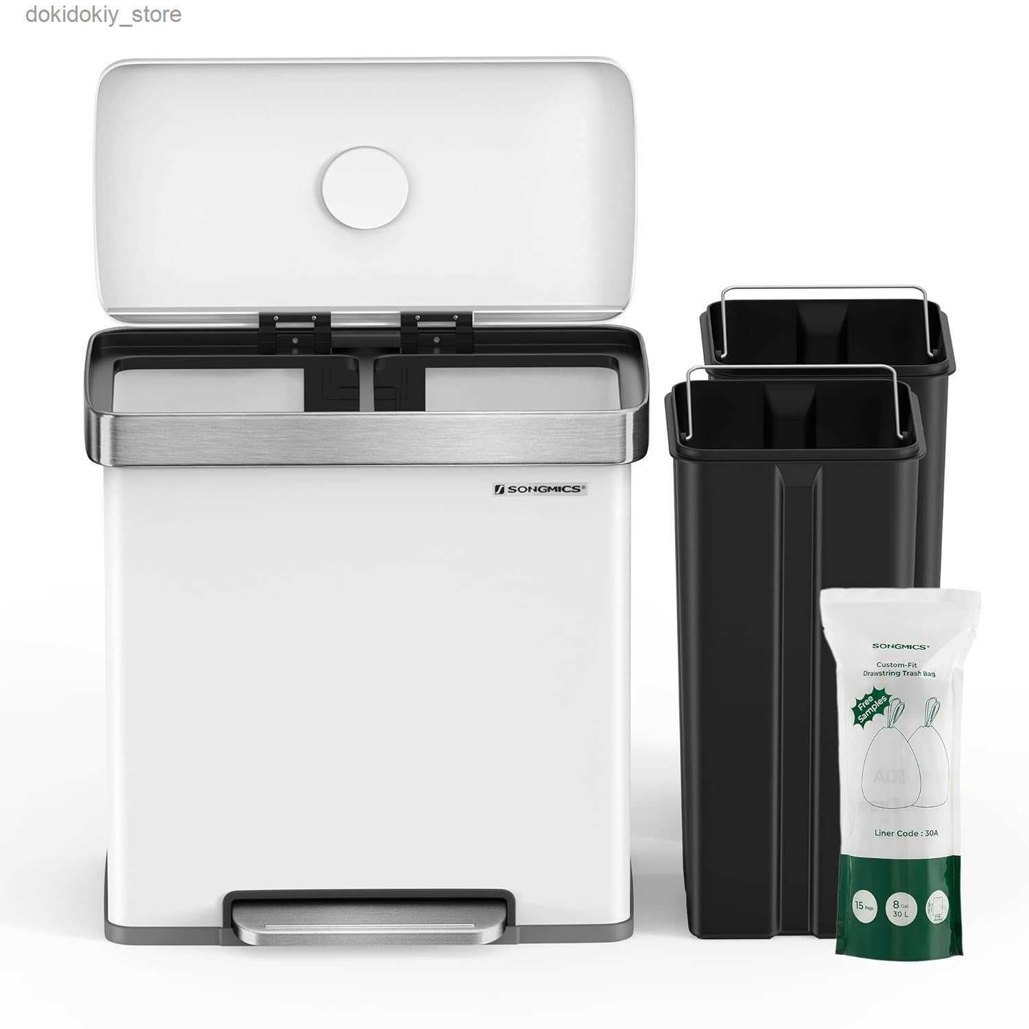 White-Dual Kitchen Trash c