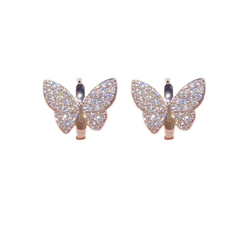 Silver - Micro Inlaid Butterfly Ear Bu