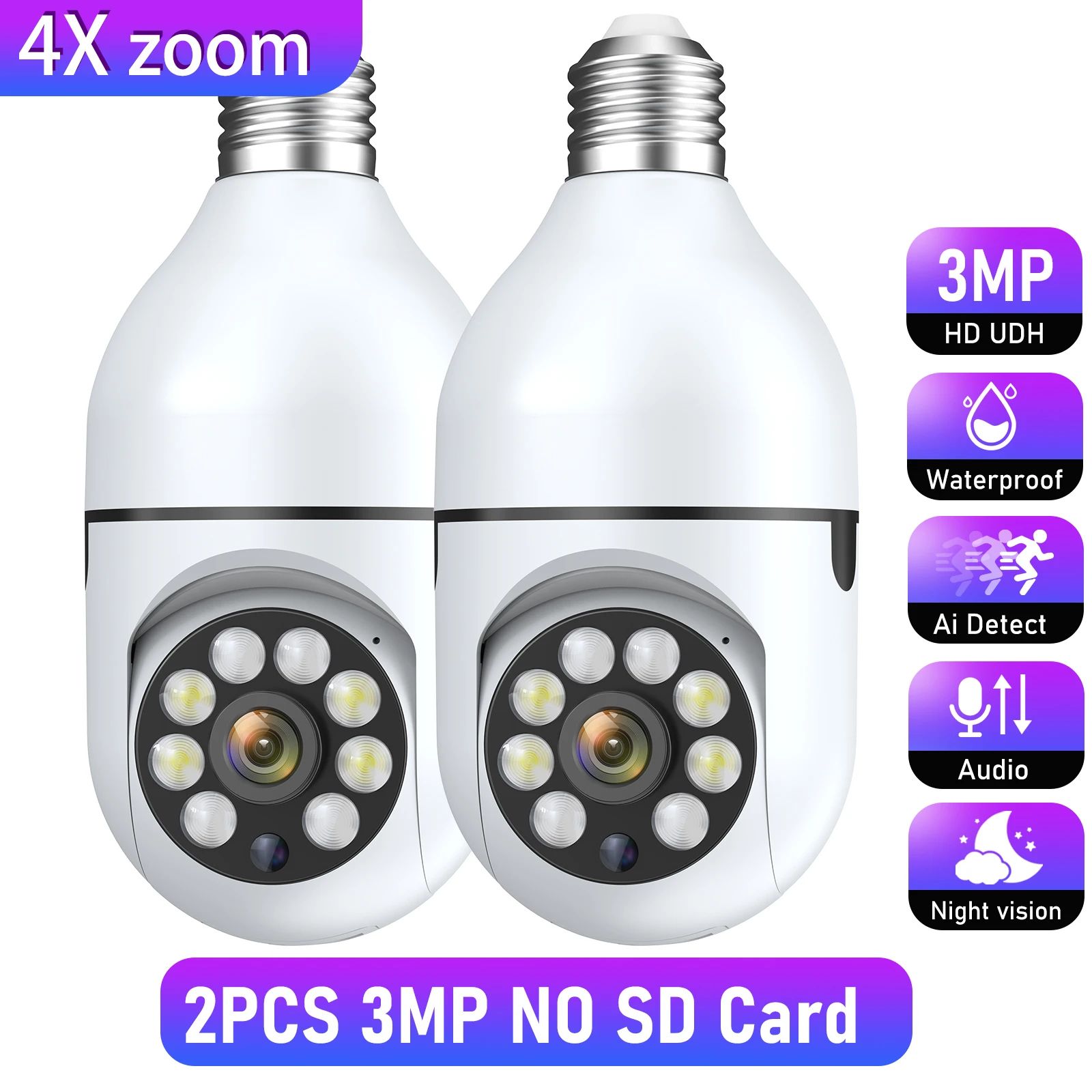 Rozmiar czujnika: 2PCS 3MP bez karty SD