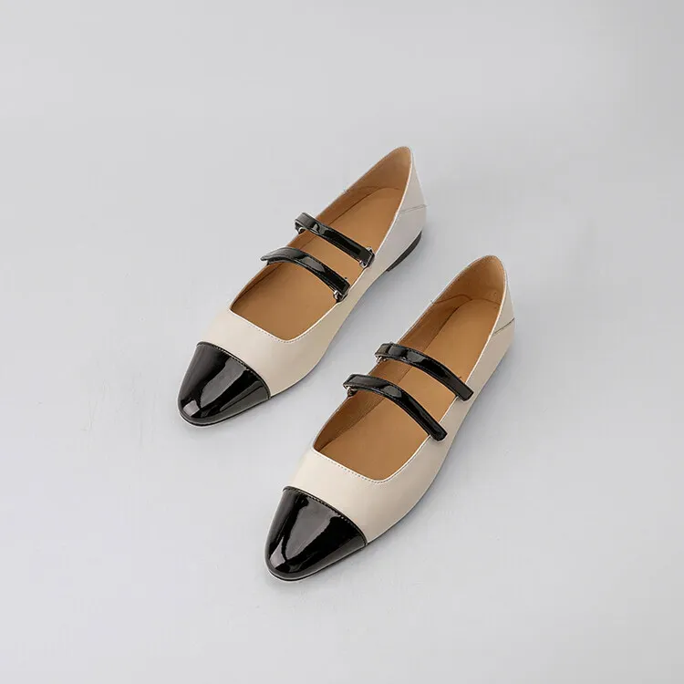 Black Beige Flats