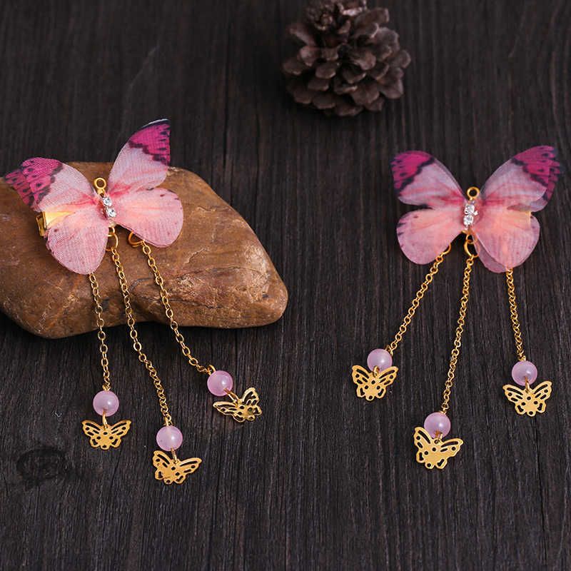 Pink Butterfly Hairpin / Pair