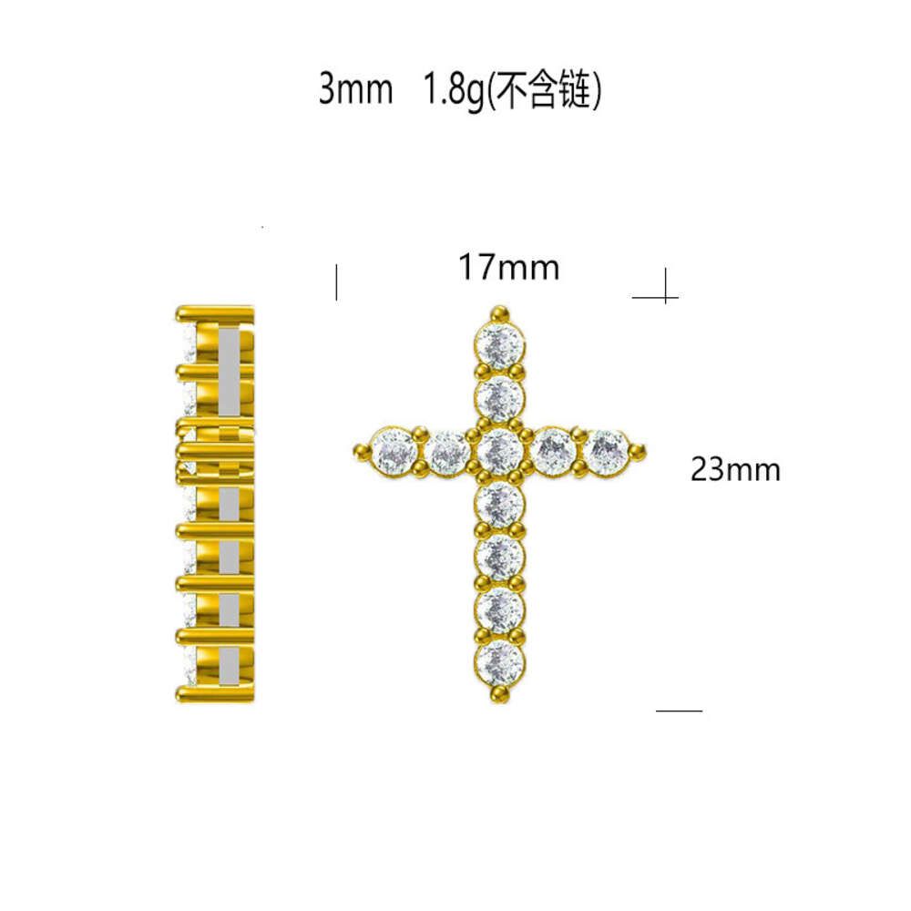 Pargante único de 3 mm Cross (oro amarillo)