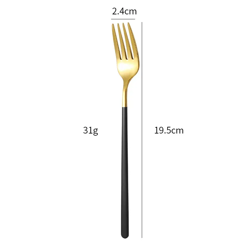 19.5x4.4cm Black gold fork 3pcs