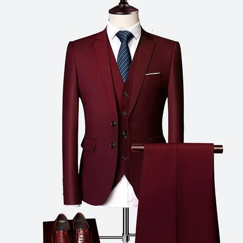 3 Piece Wine Red