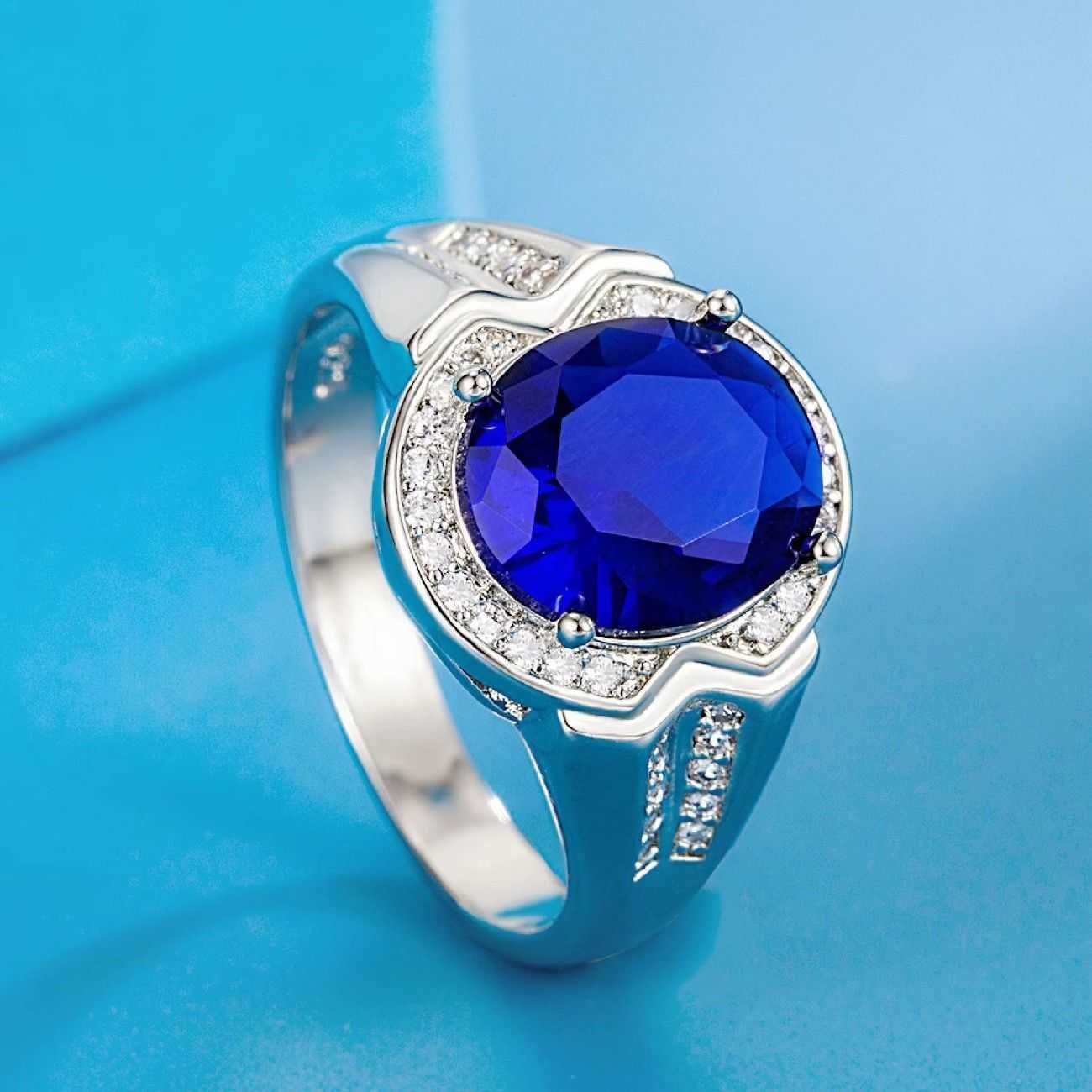 Blue Diamond Group Inlay White Gold-AD