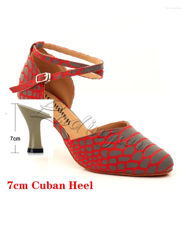 Red  7cm Cuban heel