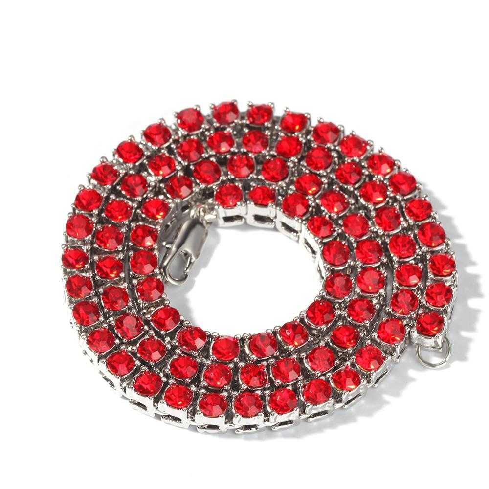 Silver Red-Tennis Chain-30inches