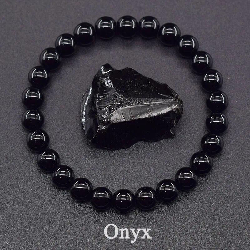 Perles de 6 mm 17 cm (6,69 pouces) 24 onyx